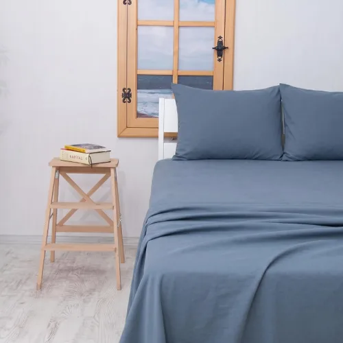 Miniatura 9 de Juego de sábanas de cama 100% algodón con bolsillo profundo - Tejido jersey de camiseta - Extra suave - Fácil ajuste - Juego de 4 piezas con fundas