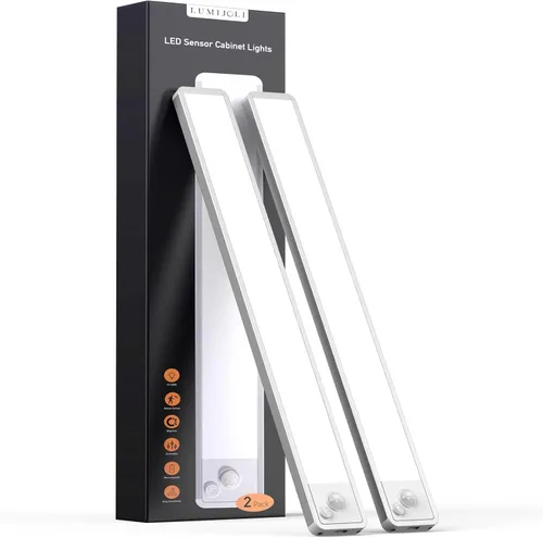 Miniatura 10 de Paquete de 5 luces para debajo del gabinete, LED, inalámbricas, 2200 mAh, recargables, con sensor de movimiento magnético, para clóset
