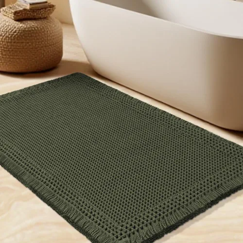 Miniatura 10 de Tapete de baño con diseño de gofre, moderno, bohemio, absorbente, antideslizante, ultrasuave, lavable a máquina, con letra de baño, dormitorio