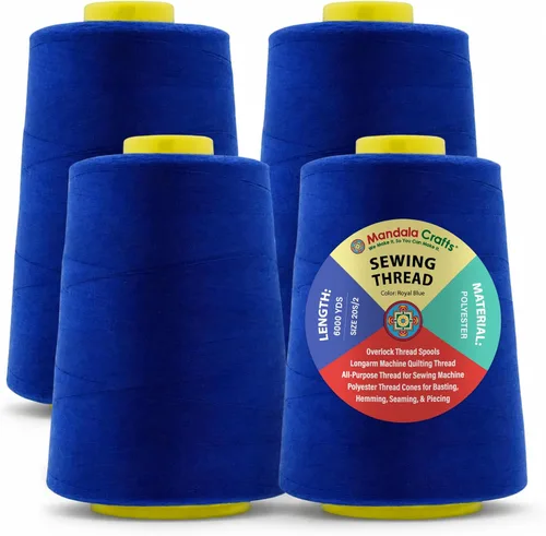 Miniatura 81 de Mandala Crafts 4 Pack of Serger Threads Cones Spools - 20S/2 24000 Yards Polyester Baby Blue Threads for Sergers Machine and Overlock Quilting