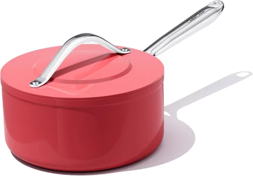 Miniatura 12 de CookinCraze Cacerola de cerámica antiadherente de 3.5QT con tapa, olla de sopa de 8 pulgadas, distribución uniforme del calor, olla de cocina Azul