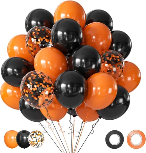 Miniatura 8 de Globos negros y dorados, 50 globos de confeti negro y dorado de 12 pulgadas, decoraciones de fiesta para cumpleaños, graduación, Año Nuevo, boda