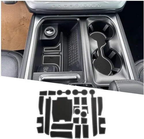 Miniatura 10 de Alfombrillas de ranura de puerta Acadia 2025 2026 para accesorios GMC Acadia 2026, alfombrillas de goma interior antideslizantes, forro de consola
