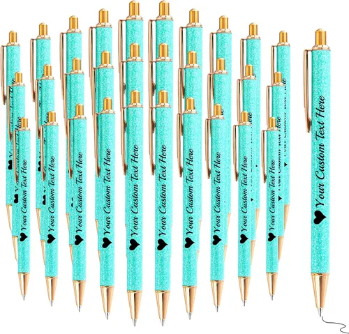 Miniatura 44 de Bolígrafos con purpurina personalizados con nombre, bolígrafos bonitos y bonitos personalizados, bolígrafos retráctiles de tinta negra, suministros