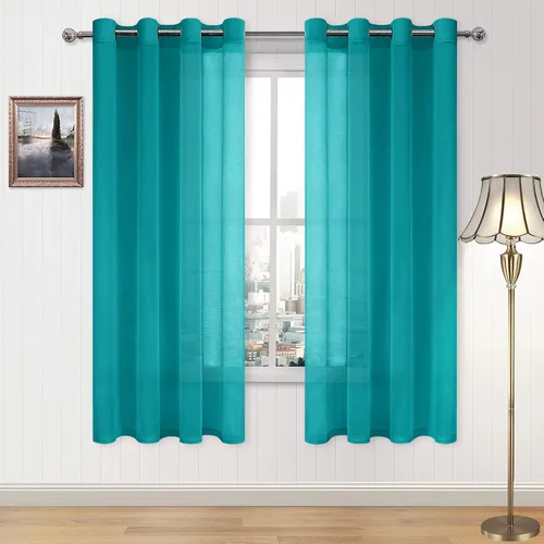 Miniatura 130 de DWCN Cortinas traslúcidas color verde frijol para sala de estar y dormitorio - Cortinas voile con aspecto de lino sintético con ojales en la parte