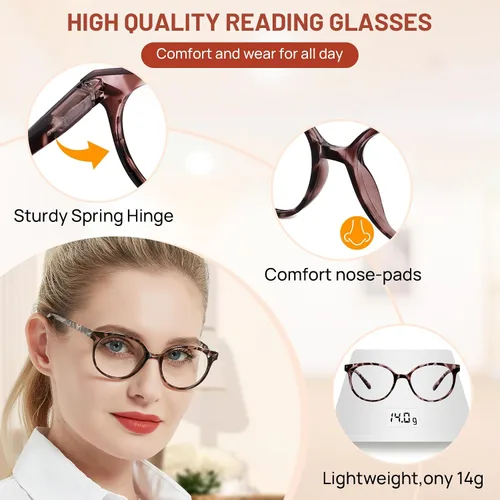 Miniatura 4 de OCCI CHIARI Gafas de Lectura Estrechas para Mujeres Lindas y Coloridas para Cara Pequeña (Tortuga 1.0+) 1.0 1.25 1.5 1.75 2.0 2.25 2.5 2.75 3.0 3.5