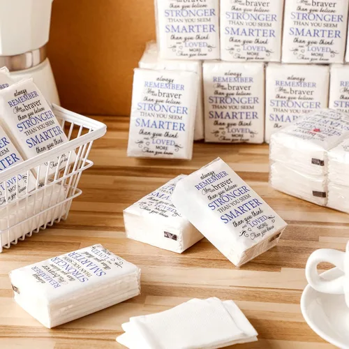 Miniatura 7 de Paquetes de pañuelos de viaje a granel inspiradores de bolsillo, paquetes de viaje de apreciación individual para inodoro, boda, fiesta, uso diario