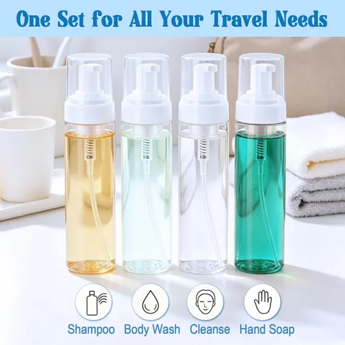 Miniatura 7 de Botella con bomba de espuma de 8.5 onzas líquidas, bomba de botella de espuma vacía transparente, botellas de espuma de viaje para jabón, champú