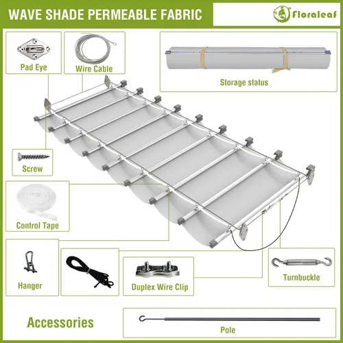 Miniatura 6 de Cubierta de Sombra para Pérgola de 3'×4' Impermeable Retráctil Toldo de Repuesto para Pérgola Vela de Sombra Deslizante con Herrajes de Cable