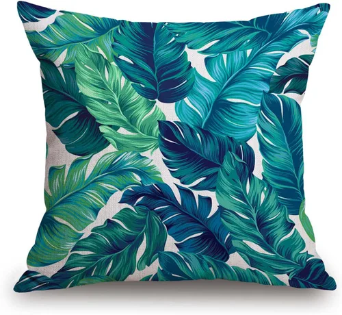 TSSOHU Funda de almohada de granja de 18 x 18 pulgadas, funda de almohada tropical, hojas de palma tropical, Hawaii, selva, fundas de almohada Tss11