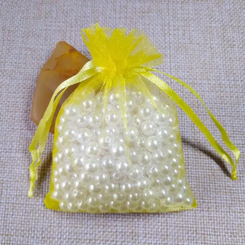 Miniatura 7 de Bolsas de Regalo de Organza 100 Unidades con Cordón 4x6 Pulgadas Amarillo para Baby Shower, Cumpleaños de Niña, Recuerdos de Fiesta, Boda, Despedida