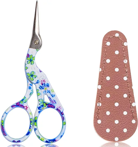 Miniatura 8 de BIHRTC - Tijeras de crochet de 4.5 pulgadas con estuche, tijeras de bordar de acero inoxidable, afiladas para manualidades, costura, hilo, Celadon