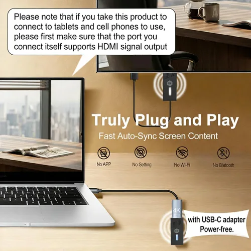 Miniatura 2 de Transmisor y receptor HDMI inalámbrico 2026, kit de extensor HDMI inalámbrico Plug&Play 2.4G/5G, 492 pies/492.1 ft, decodificación 4K 1080P a 60Hz