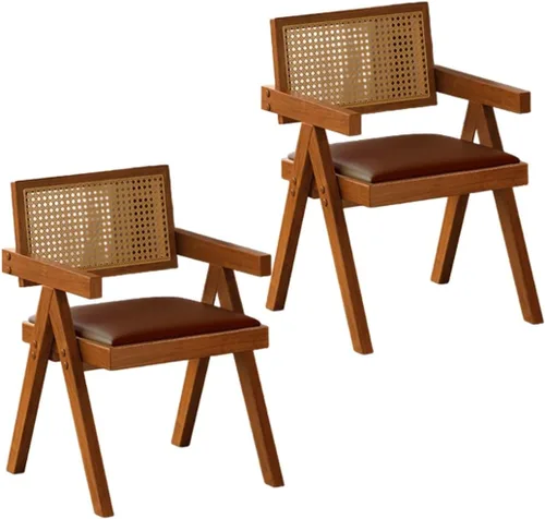 Miniatura 40 de YVYKFZD Juego de sillas de comedor de ratán, sillas de comedor de madera, sillas de cocina con respaldo tejido, sillón tapizado, silla auxiliar