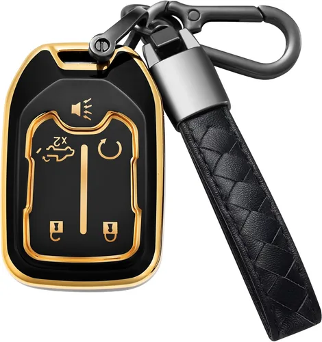 Funda para llavero Chevrolet con llavero de TPU suave para llave de automóvil, protección de 360 grados para GMC Suburban Tahoe Silverado Terrain