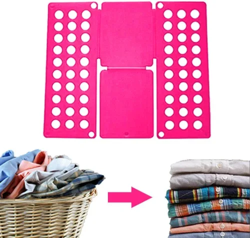 Miniatura 3 de Carpeta de ropa para niños, organizador de carpetas de lavandería súper rápido, tablero plegable superior, ideal para el hogar y viajes, color rosa