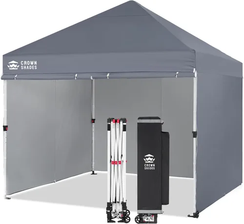Miniatura 15 de CROWN SHADES Carpa Toldo Desplegable, Carpa Toldo Comercial 8x8 con 4 Paredes Laterales, Ruedas de 4", 4 Pesos Mejorados, Centerlock Patentado, Tela