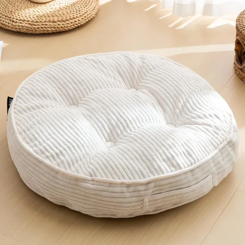 HIGOGOGO Cojín de suelo para adultos, cojín de meditación, grande y redondo, funda de pana copetuda, para sala de estar o yoga, 22 x 22 pulgadas,