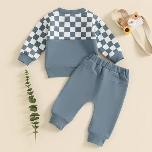 Miniatura 76 de Conjunto de sudadera de manga larga con cuello redondo y pantalones deportivos para bebés, ropa de invierno para bebé
