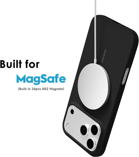 Miniatura 3 de oakxco Funda de silicona Mag Safe para iPhone 17 Pro Max, funda magnética delgada y fina compatible con carga inalámbrica MagSafe, bonita funda Negro