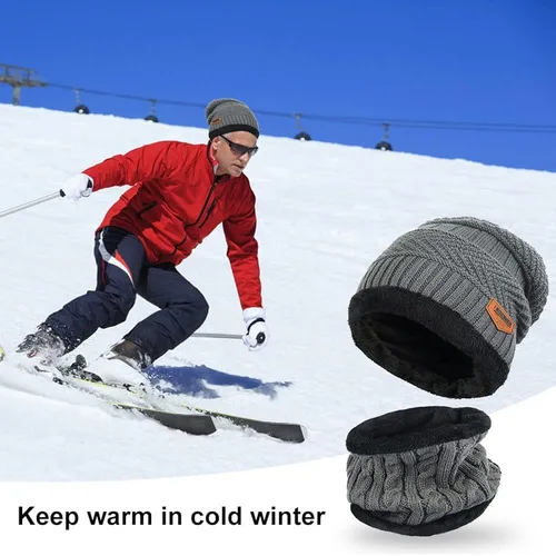 Miniatura 3 de 4 piezas de gorro de invierno para hombre y mujer, conjunto de bufanda de punto cálido para hombre y mujer, One Size-Medium
