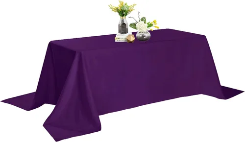 Miniatura 21 de Mantel de poliéster lavable de 90 pulgadas, resistente a las manchas y a las arrugas, mantel decorativo para mesa de comedor, fiestas de bufé y Negro