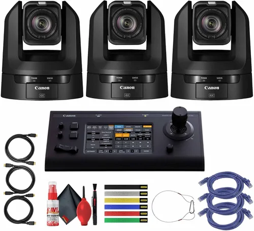 Miniatura 10 de Canon Cámara CR-N100 4K NDI PTZ con zoom de 20x (negro satinado) (6527C001) + cable HDMI + 6 bridas de cable de colores surtidos + cable de red +
