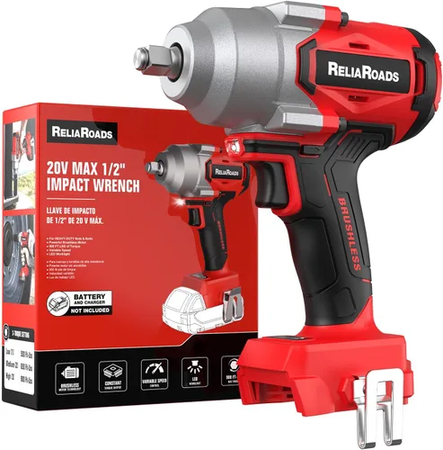 Miniatura 8 de ReliaRoads Llave de impacto inalámbrica de 900 pies-libras, pistola de impacto de 1/2 pulgada compatible con batería DeWALT 20V MAX, destornillador