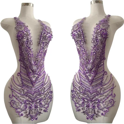 Miniatura 16 de Apliques de diamantes de imitación hechos a mano para coser en cuentas, parches de recorte, accesorios para vestido de novia, parche de encaje