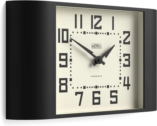 Miniatura 2 de NEWGATE® Metro Clock Reloj de pared retro 17 pulgadas de ancho Negro Estilo de mediados de siglo para cocina, sala de estar u oficina