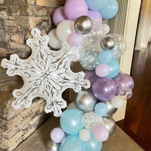 Miniatura 4 de 5 piezas globos transparentes de copo de nieve de 36 pulgadas, globos de lámina Mylar transparentes de copo de nieve navideños para decoraciones
