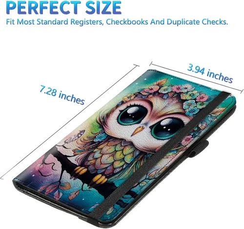 Miniatura 77 de Funda para chequera para hombres y mujeres, cartera de cuero RFID con ranuras para tarjetas de crédito, soporte de cheques duplicados personales