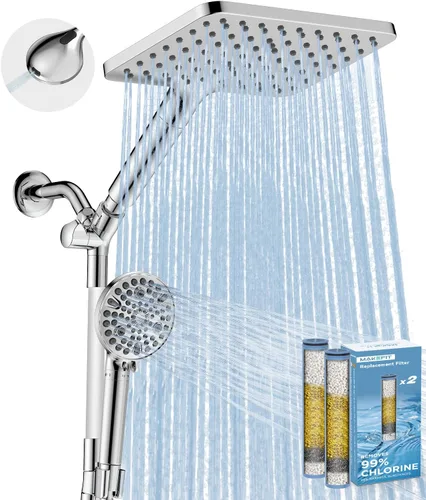 Miniatura 17 de MakeFit Combo de Cabezal de Ducha de Lluvia con Doble Filtro, Cabezal de Ducha de Mano con Barra Ajustable - Cabezal de Ducha de Lluvia y Cabezal