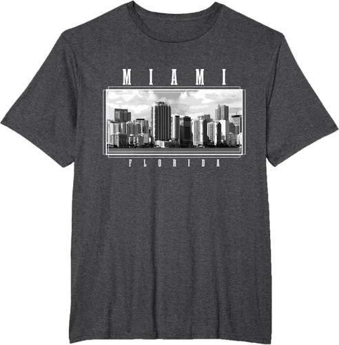 Miniatura 13 de Miami Skyline Florida Pride Vintage Miami Camiseta, Negro