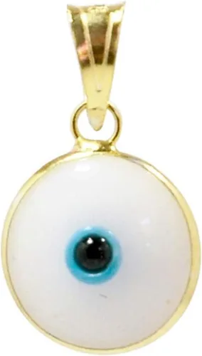 MIZZE Made for Luck Colgante de plata de ley 925 chapada en oro de 0.394 in de cristal redondo contra el mal de ojo, 7 colores a elegir