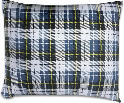 REDCAMP Almohada pequeña de camping ligera y comprimible, almohada de viaje de franela con funda de almohada extraíble (azul cuadrado y gris)
