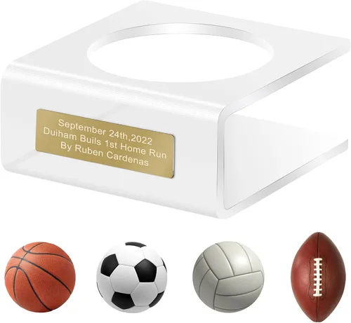 Miniatura 9 de Soporte de bola de acrílico personalizable - Soporte de exhibición para baloncesto, fútbol, rugby, voleibol, fútbol, soporte de pelota con autógrafo