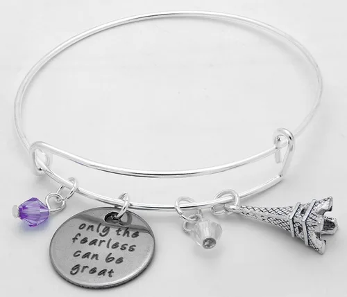 Miniatura 4 de Art Attack Silvertone Only Fearless Can Be Great Paris - Pulsera extensible con cuentas de la Torre Eiffel, Metal, Sin gemas.