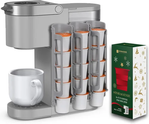 STORAGENIE Soporte para cápsulas de café de montaje lateral, dispensador de cápsulas K Cup compatible con cafeteras de una sola porción, perfecto