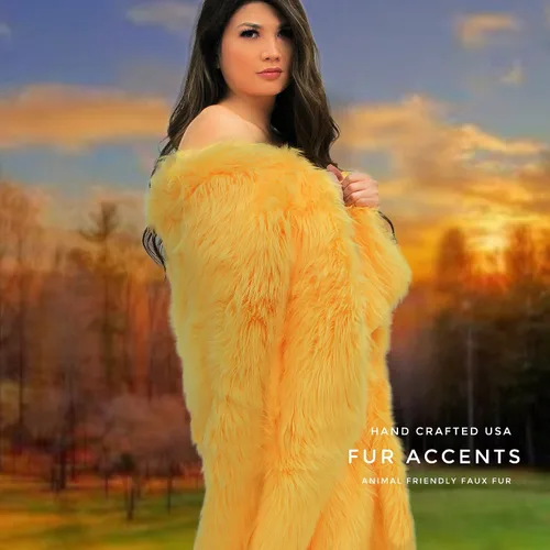 Miniatura 2 de Luxurious Soft Yellow Gold, Marigold, Sunflower, Faux Fur Throw, Custom Hand Made, Designer Throw Blanket, Bedspread, Comforter, Minky Lined Made in