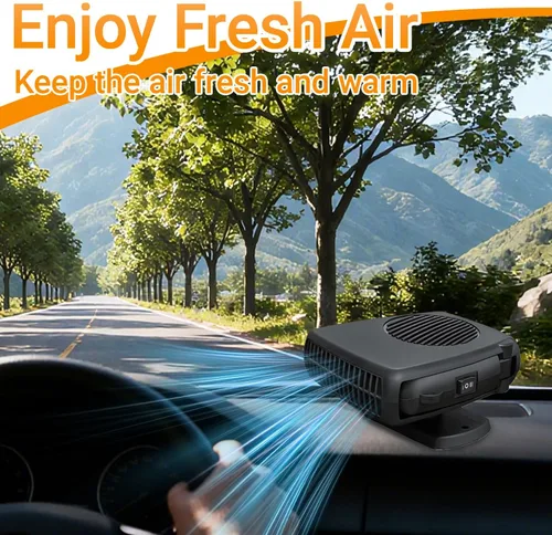 Miniatura 8 de Calentador y ventilador de coche de 12 V 200 W, descongelador portátil de modo dual, giratorio de 360° para desempañar el parabrisas del calentador