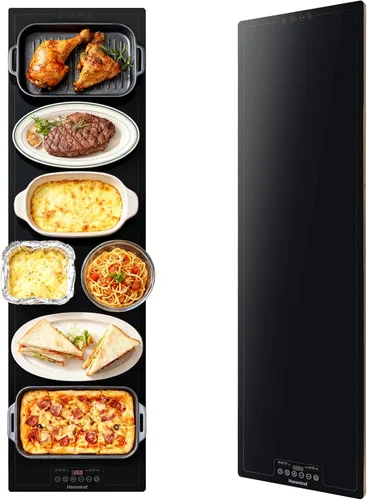 Miniatura 10 de Bandeja de Calentamiento Eléctrica, Bandejas de Calentamiento de Alimentos Extra Grandes con Ajustes de Temperatura y Temporizador, Calentador