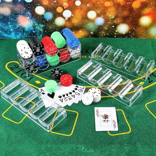 Miniatura 7 de Yulejo 10/15/20 Pieces Poker Chip Holder Poker Chip Trays Acrylic Rack Chips Holder Accessories for Casino Game, Each Holds 100 Chips