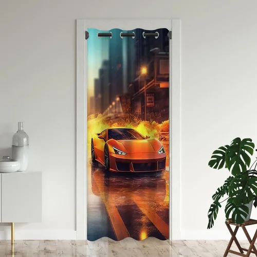 Miniatura 13 de Cortinas opacas para puerta de auto deportivo para puertas, juego deportivo de carreras de velocidad 3D, para armario de dormitorio de niños, ojales