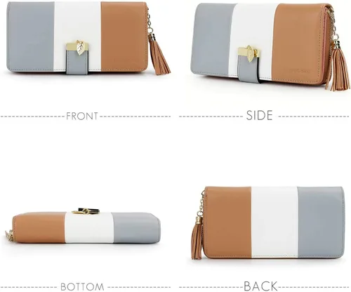 Miniatura 4 de Billeteras para mujer con múltiples ranuras para tarjetas y espacioso compartimento, Casual, L, Caqui