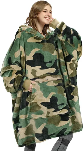 Miniatura 28 de Catalonia Sudadera extragrande tipo manta con capucha, sudadera de sherpa portátil para adultos, hombres y mujeres
