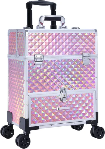 Miniatura 9 de Estuche de maquillaje profesional con cajón para artistas de maquillaje, estuche de tren cosmético, estuche de almacenamiento grande para técnicos