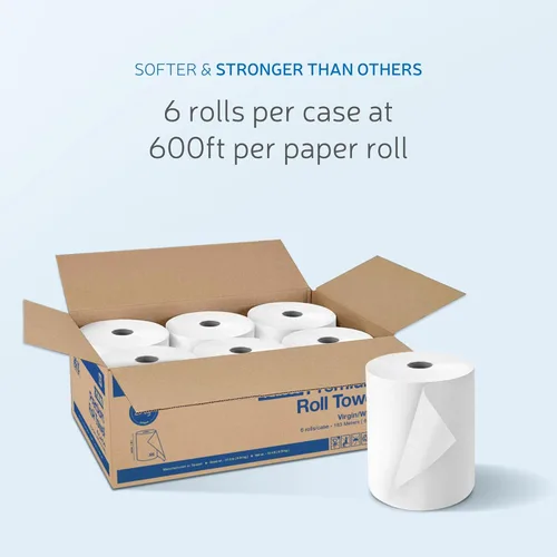 Miniatura 5 de EZbrnd - Rollo de toalla de mano suave de 2 capas + de bobinado duro, certificado FSC, 600 pies x 6 rollos, núcleo universal de 8 pulgadas x 1.5