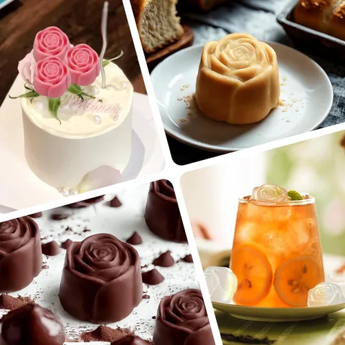 Miniatura 6 de Molde de silicona de rosas, 2 moldes de chocolate rosa con 20 cavidades para chocolate, dulces, cubitos de hielo, gomitas, gelatina, gelatina