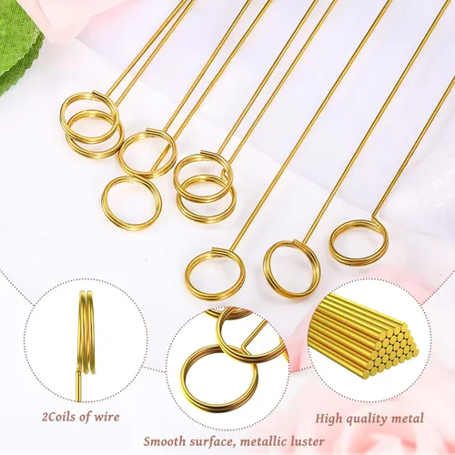Miniatura 4 de 60 tarjeteros de alambre de metal floral de 11.81 pulgadas redondo dorado clip de foto floral para tarjetas de flores para boda, fiesta, cumpleaños